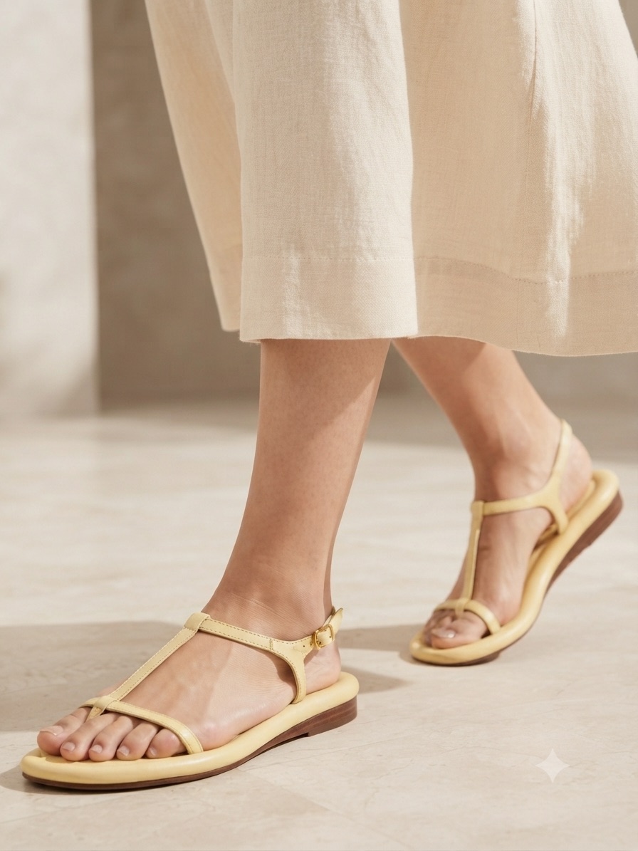 Franco Sarto Cream T-Strap Women's Sandals Size 7.5